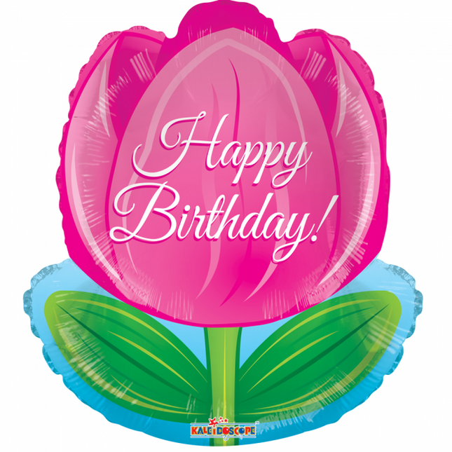 Heliumballon Tulpe Happy Birthday 45cm leer