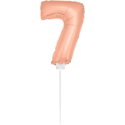 Folienballon Figur 7 Rose Gold 36cm mit Stab