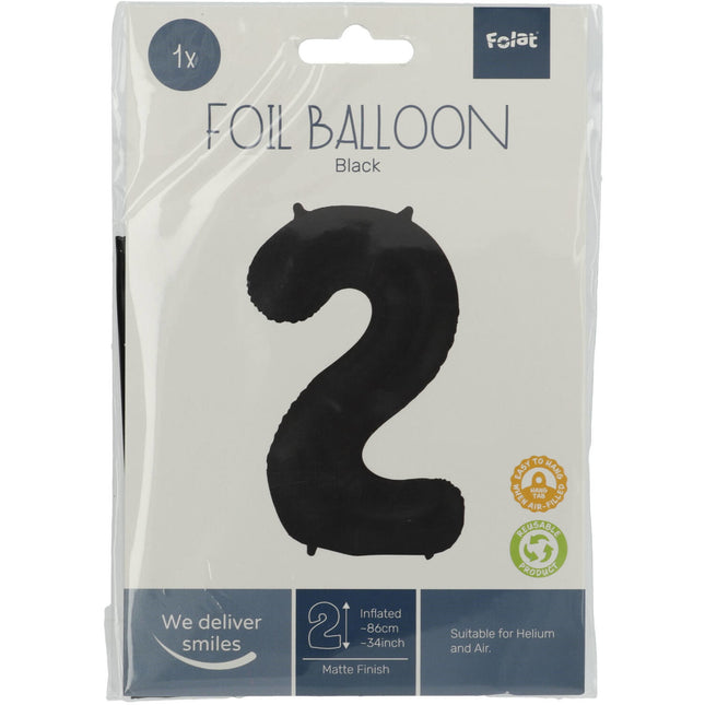 Folienballon Figur 2 Matt Schwarz XL 86cm leer
