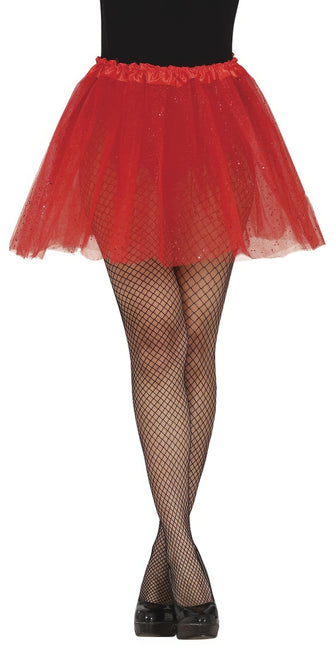 Rotes Tutu Damen Glitzer 40cm