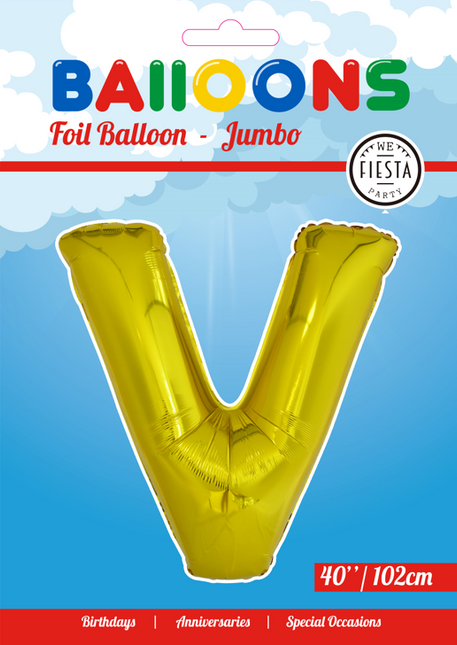 Folienballon Buchstabe V Gold XL 102cm leer