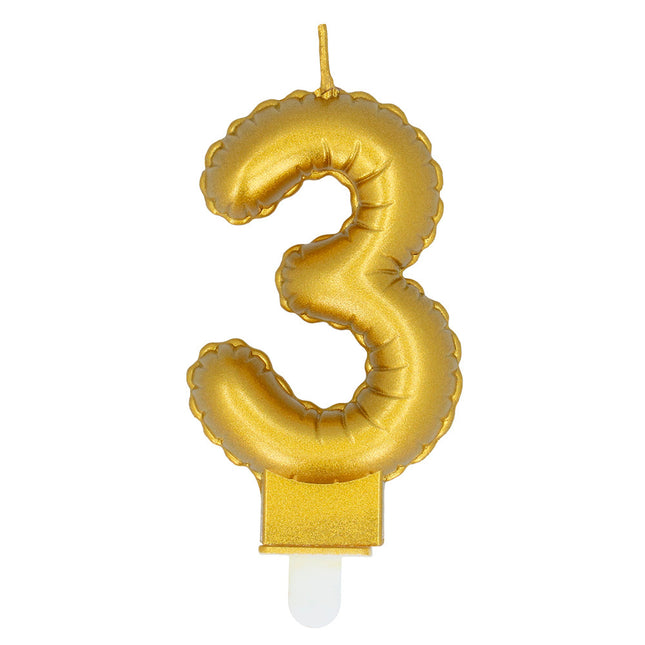 Goldene Kerze 3 Jahre 8cm