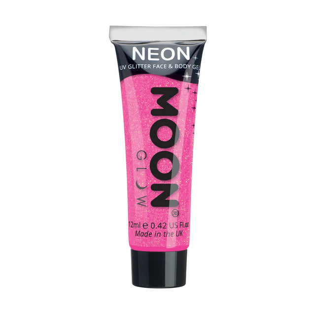 Moon Glow Neon UV Fine Glitter Gel Hot Pink 12ml