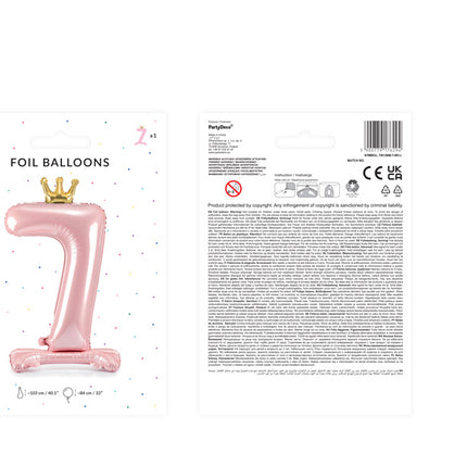 Folienballon Figur 7 Hellrosa Standard Leer 84cm