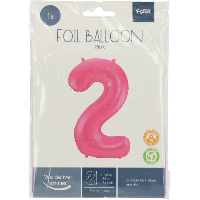 Folienballon Figur 2 Matt Rosa XL 86cm leer