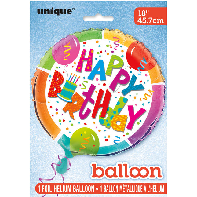 Helium Ballon Happy Birthday Cake Rund 45cm Leer