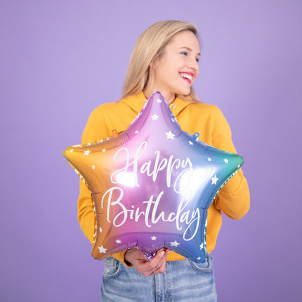 Heliumballon Star Happy Birthday Leer 40cm