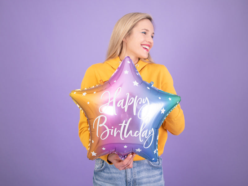 Heliumballon Star Happy Birthday Leer 40cm