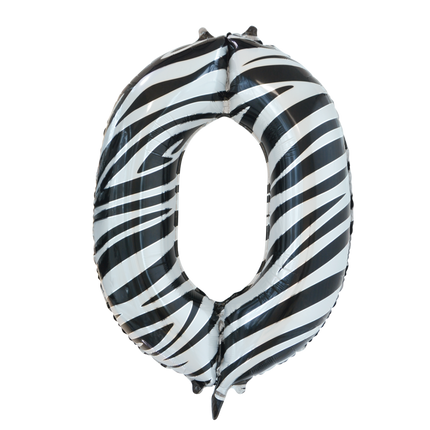 Folienballon Nummer 0 Zebra XL 86cm leer