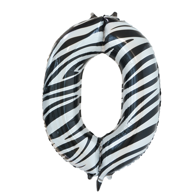 Folienballon Nummer 0 Zebra XL 86cm leer