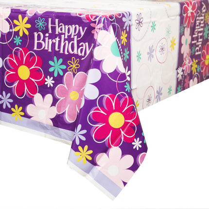 Florale Tischdecke Happy Birthday 2.13m