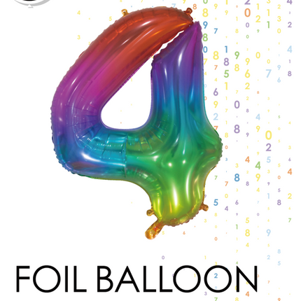 Folienballon Figur 4 Regenbogen Transparent 66cm