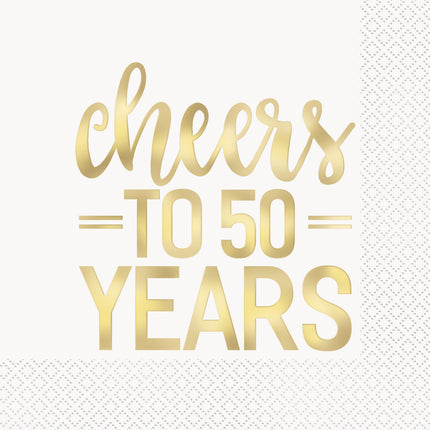 Servietten Cheers To 50 Years Gold 25cm 16pcs