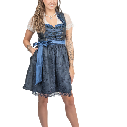 Dunkelblaues Dirndlkleid Oktoberfest Frauen 2 Stück