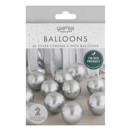 Silberne Ballons Chrom 13cm 40Stück