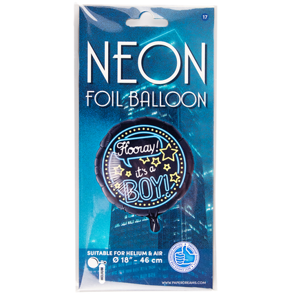 Geburt Helium Ballon It's a Boy Neon 46cm leer