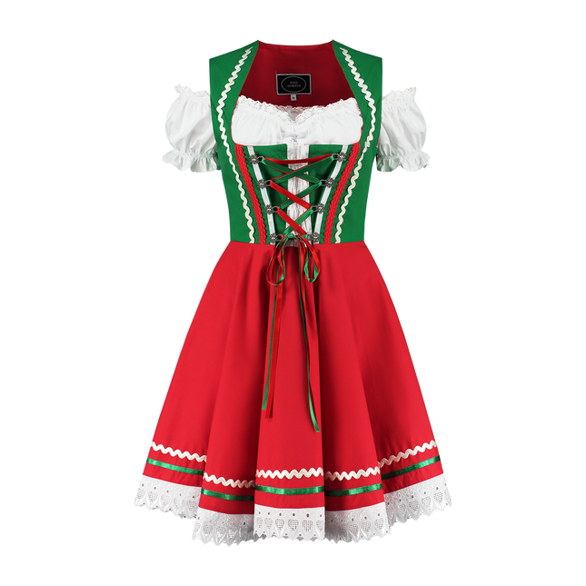 Oktoberfest Dirndlkleid Oktoberfest Rot Grün Damen 2 Stück