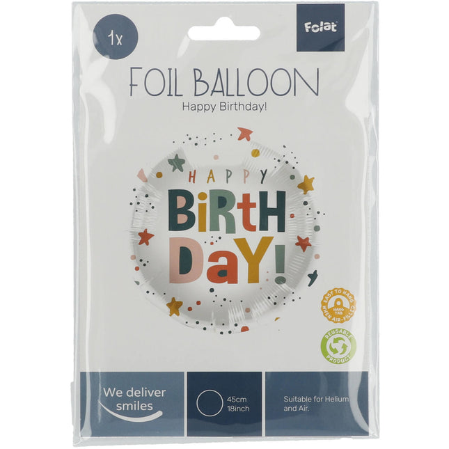 Heliumballon Happy Birthday Mehrfarbig Leer 45cm