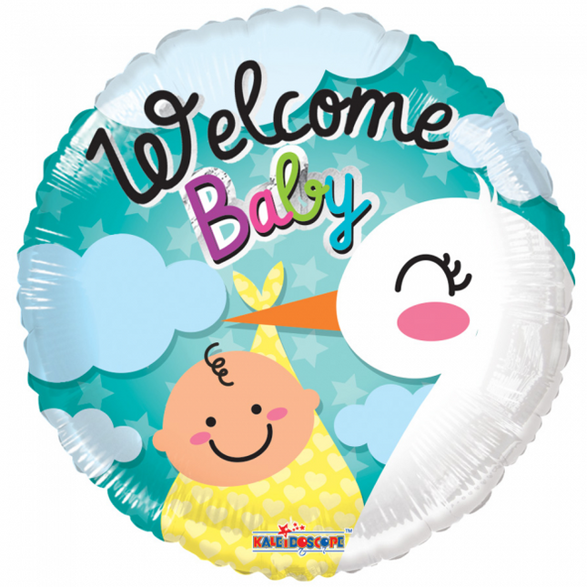 Helium Ballon Geburt Willkommen Baby Storch 45cm leer