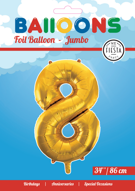 Folienballon Figur 8 Gold XL 86cm leer