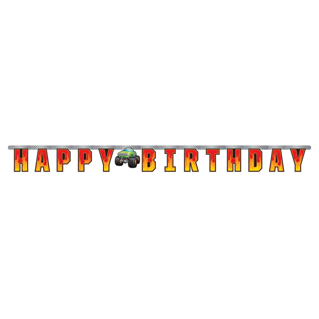 Monster Truck Buchstabengirlande Happy Birthday 2m