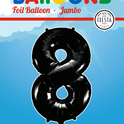 Folienballon Figur 8 Schwarz XL 86cm leer