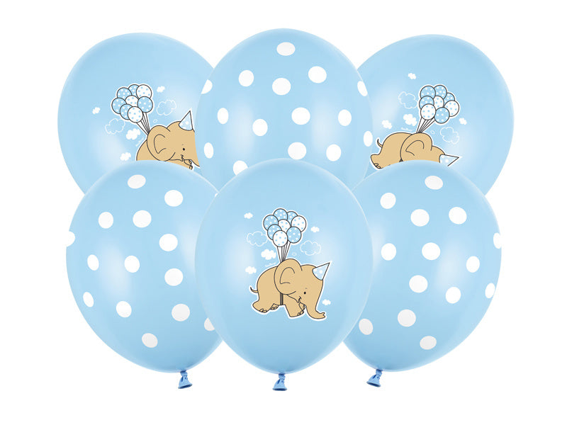 Ballons Baby Elefant Blau 30cm 6Stk