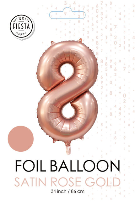 Rose Gold Figur Ballon 8 Jahre Glanz 86cm