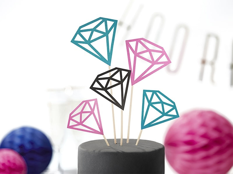 Cupcake Toppers Diamant 25,5cm 5Stk