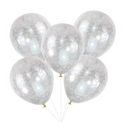 Silber Konfetti Ballon Engel Haar 30cm 5Stk