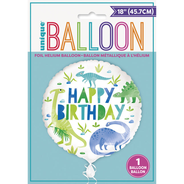 Helium Ballon Dino Happy Birthday 45cm leer