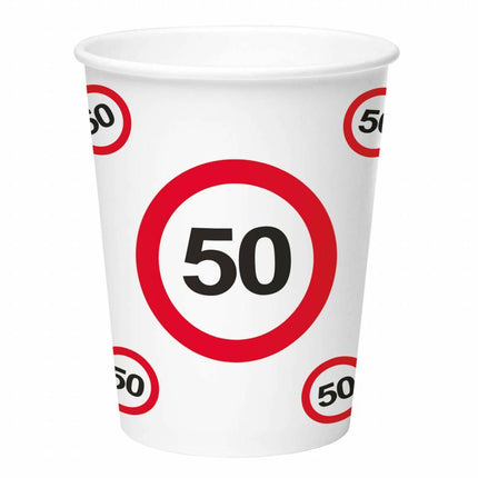 Becher 50 Jahre Verkehrszeichen Karton 350ml 8Stk.