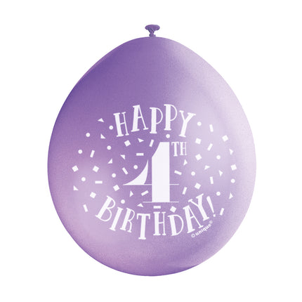 Luftballons Happy Birthday 4 Jahre 28cm 10Stk