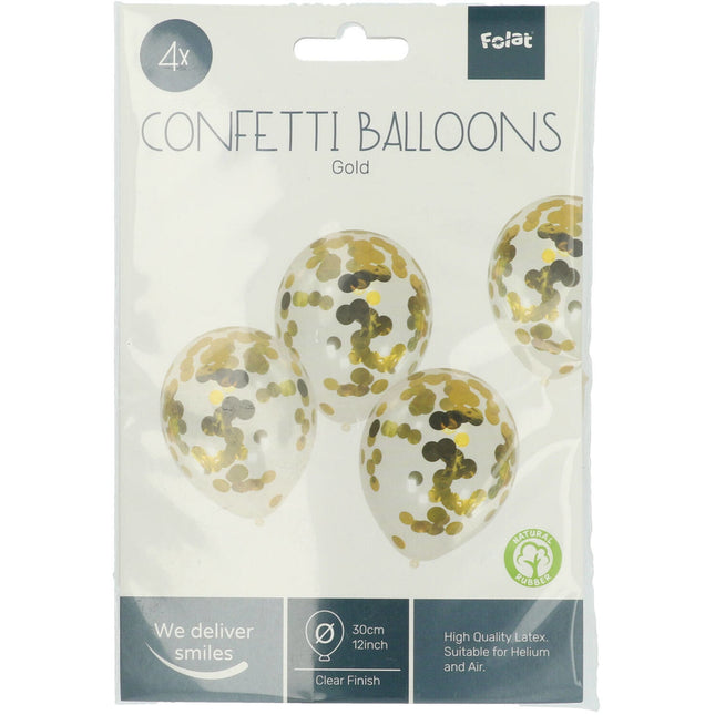 Konfetti Ballons Gold 30cm 4Stk