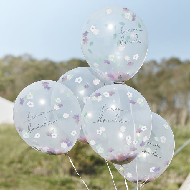 Konfetti Ballons Team Braut Blumen 30cm 5Stk