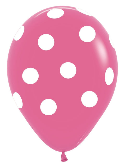 Ballons Polka Dots Fuchsia 30cm 25Stk.