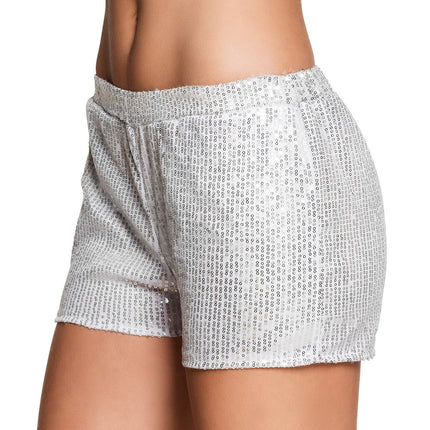 Kurze Hose Pailletten Silber M