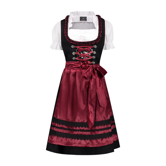 Schwarz Rot Dirndl Kleid Oktoberfest Damen Bordeaux