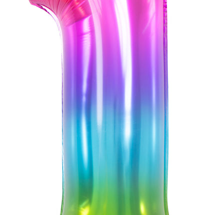 Folienballon Figur 1 Regenbogen XL 81cm leer