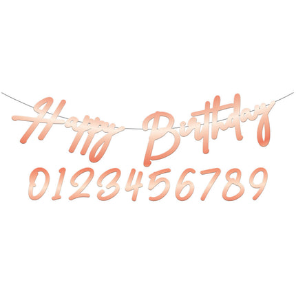 Happy Birthday Buchstabengirlande Rose Gold 1m