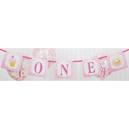 Konfetti Ballons 1 Jahr Rosa 30cm 6Stk