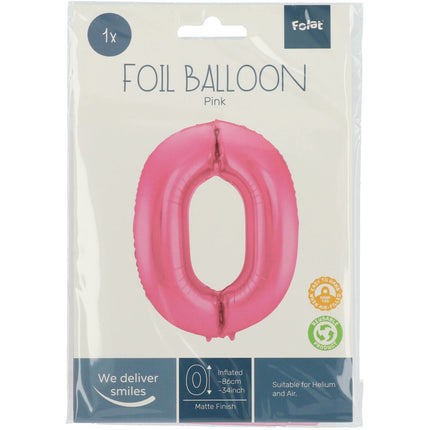 Folienballon Figur 0 Matt Rosa XL 86cm leer