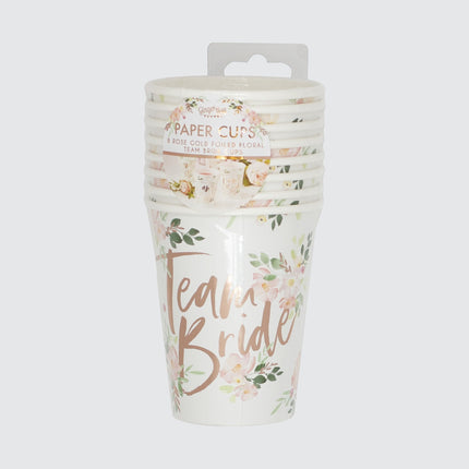 Farbige Becher Team Bride 266ml 8Stk