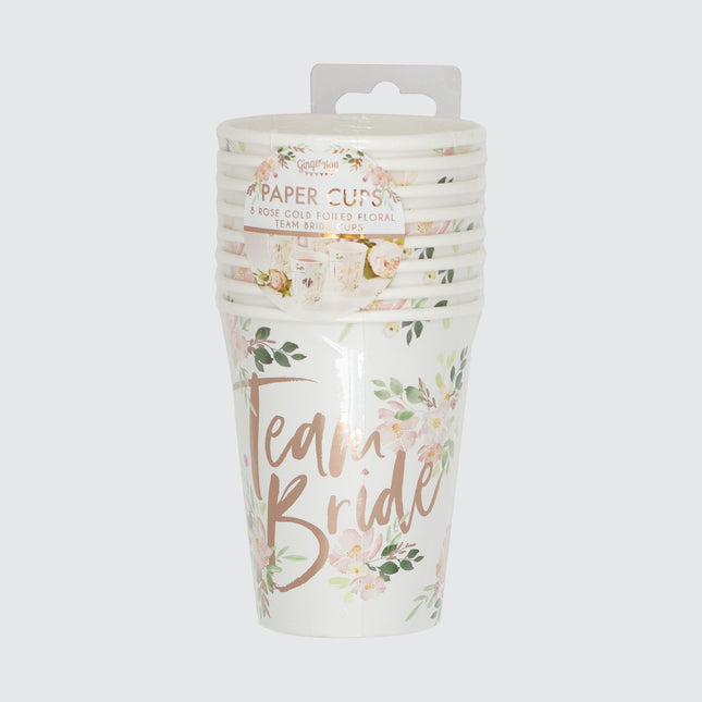 Farbige Becher Team Bride 266ml 8Stk