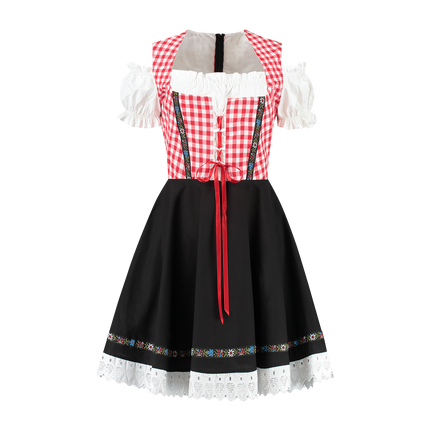 Oktoberfest Dirndl Kleid Oktoberfest Rot Weiß Schwarz Damen