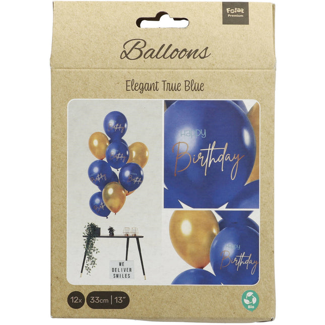 Happy Birthday Ballons Blau 30cm 12Stk