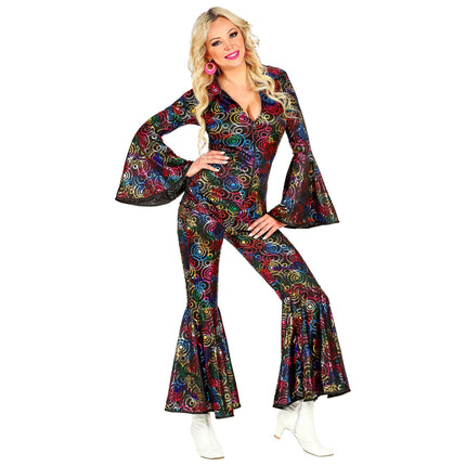 Disco 70S Jumpsuit Bunte Kreise für Damen