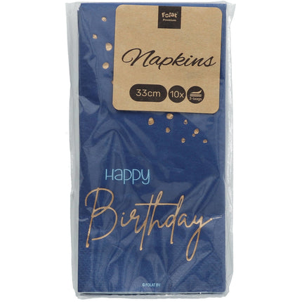 Happy Birthday Servietten Blau 33cm 10Stück