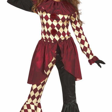 Horror Clown Halloween Kostüm Damen Rot Gold