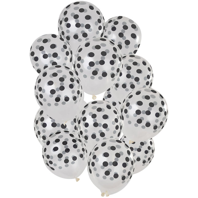 Ballons Dots Schwarz 30cm 15Stk